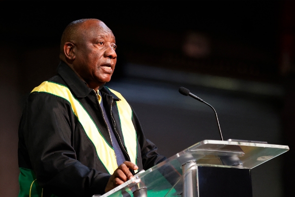 Le président sud-africain Cyril Ramaphosa à Johannesburg, le 31 juillet 2022, lors du congrès de l'ANC destiné à débattre du programme politique du parti.