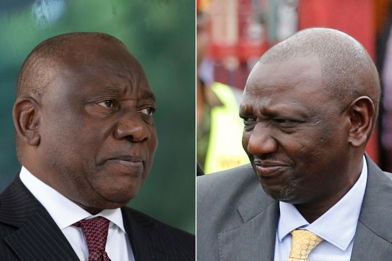 Le président sud-africain Cyril Ramaphosa et son homologue kenyan William Ruto.