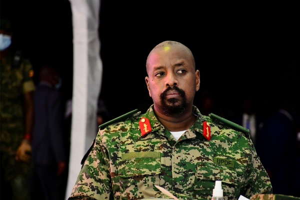 Muhoozi Kainerugaba, fils aîné du président Yoweri Museveni, lors de sa fête d'anniversaire, le 7 mai 2022.